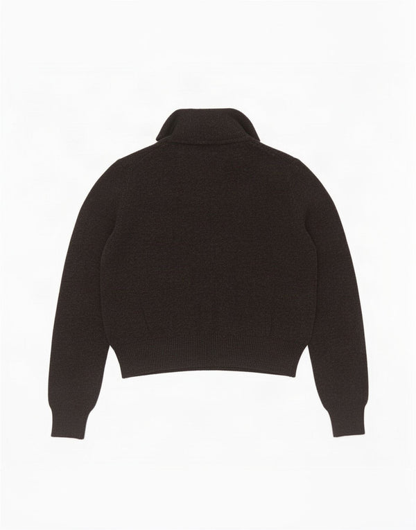 Brandy Melville Maglione corto da donna con collo a polo UK 14 Medio Nero