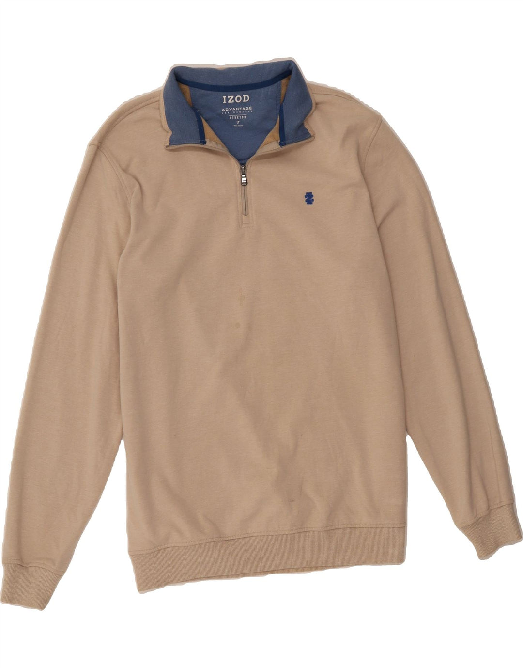 IZOD Mens Zip Neck Sweatshirt Jumper Large Beige Polyester Vintage Izod and Second-Hand Izod from Messina Hembry 