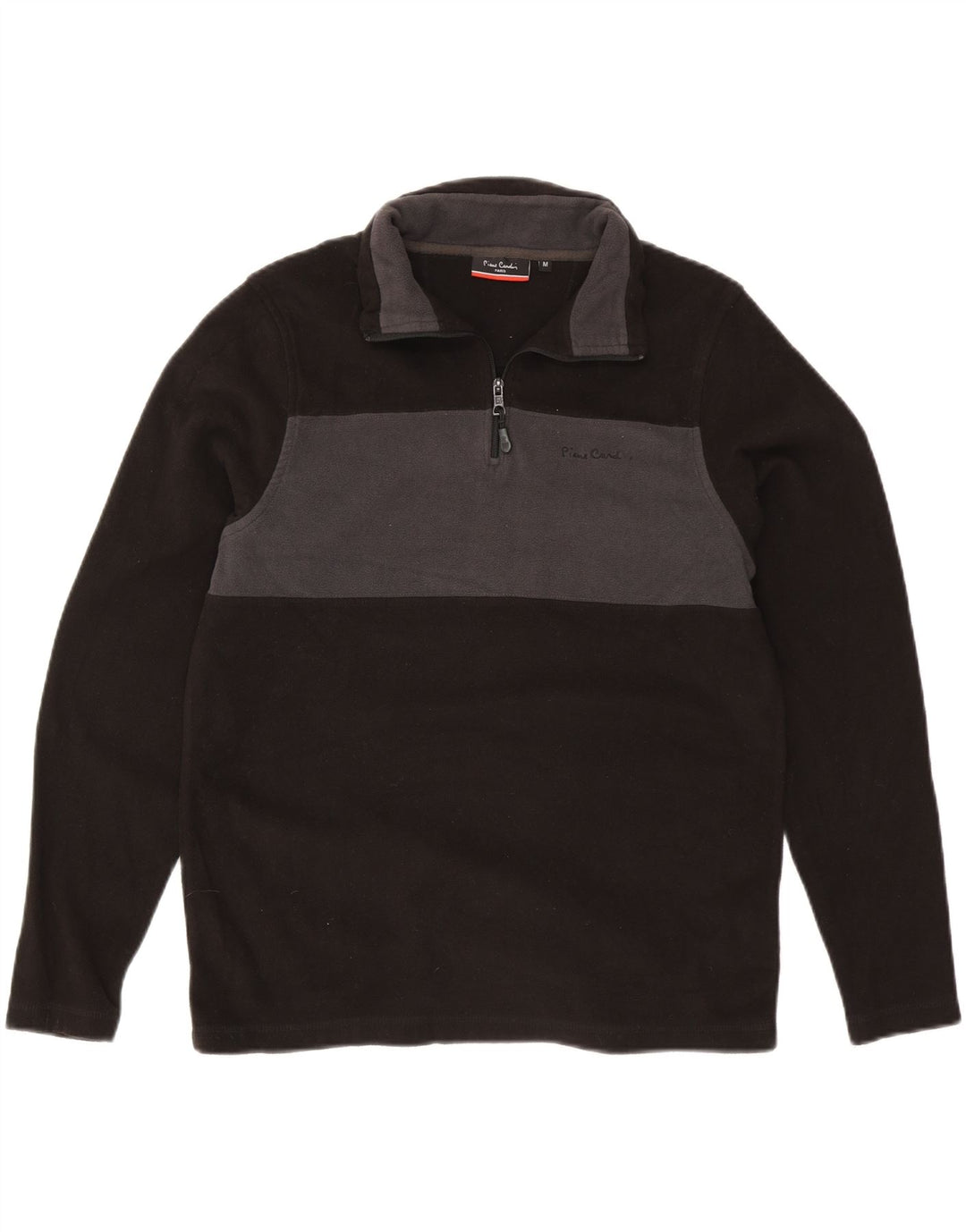 Maglione in pile da uomo con zip e collo Pierre Cardin color block medio nero