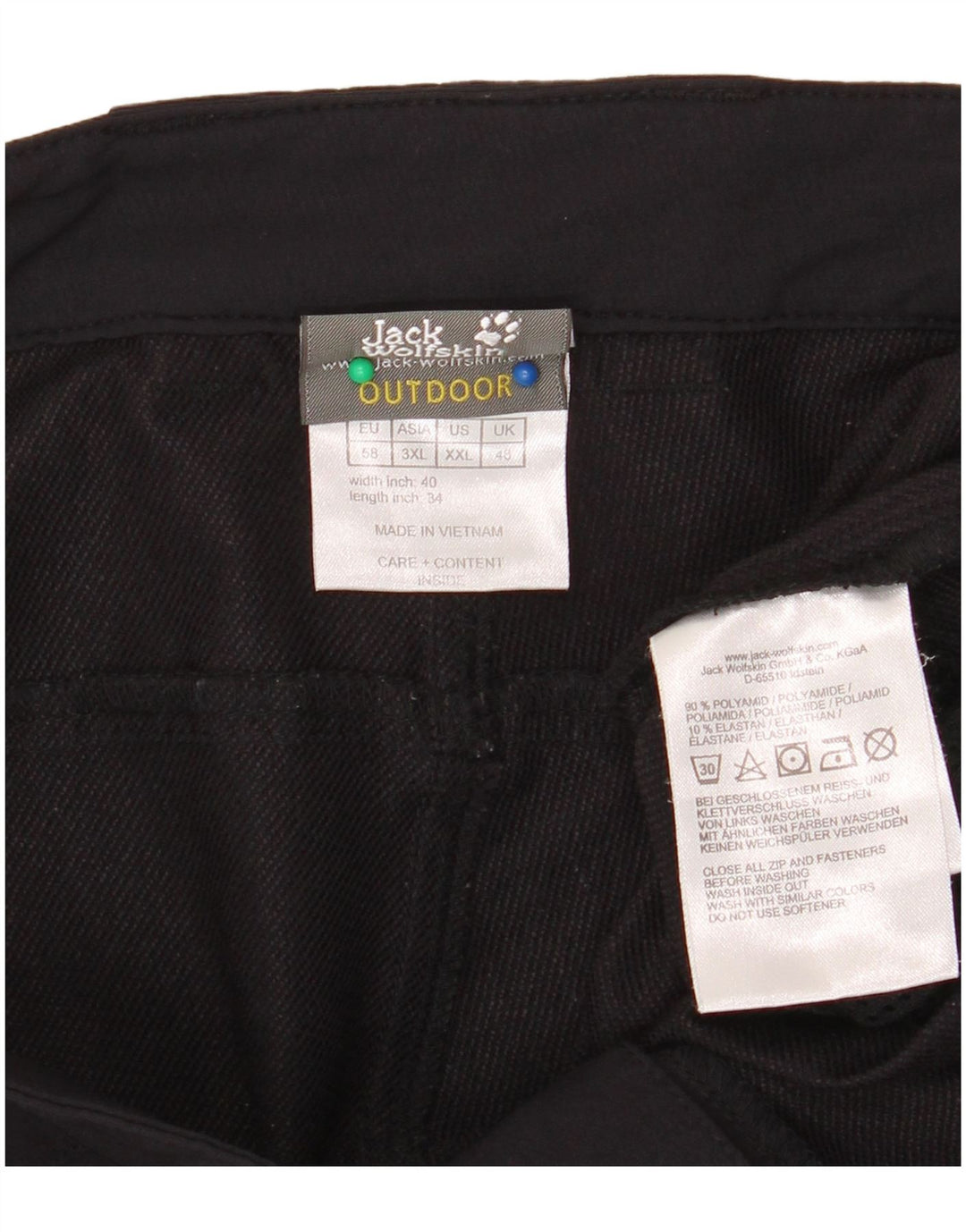 Pantaloni cargo da uomo Jack Wolfskin UK 48 2XL W40 L34 Poliammide nera