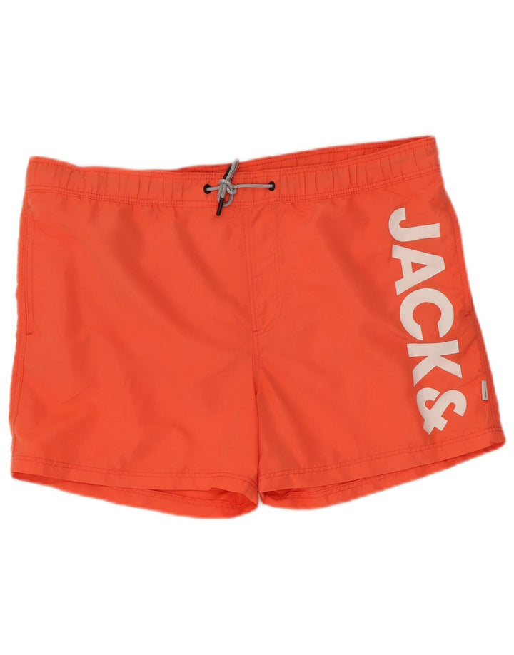 Pantaloncini da bagno grafici da uomo Jack & Jones grandi in poliestere arancione