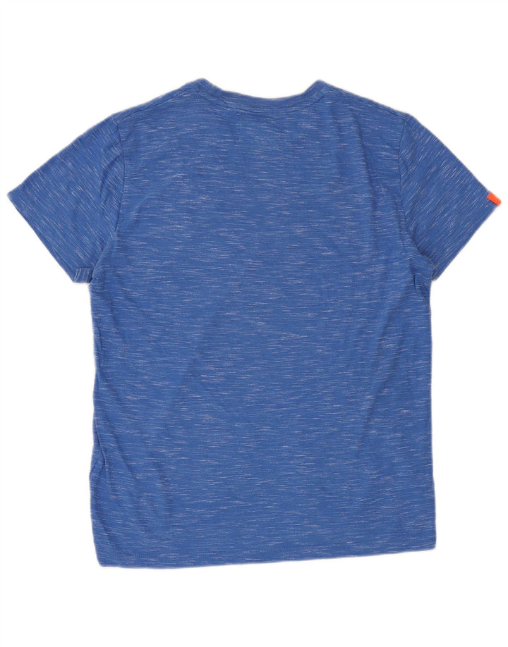 T-shirt da uomo SUPERDRY Top grande in cotone chiazzato blu
