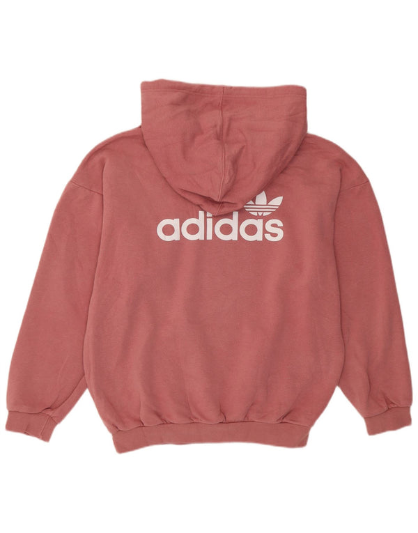 Felpa con cappuccio oversize da donna Adidas UK 6 XS cotone rosa