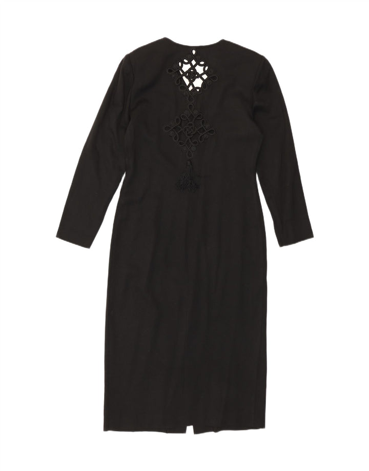 VINTAGE Womens Long Sleeve Sheath Dress UK 12 Medium Black Vintage Vintage and Second-Hand Vintage from Messina Hembry 