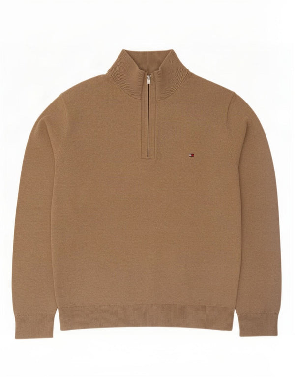 Maglione maglione con zip da uomo Tommy Hilfiger 2XL cotone beige