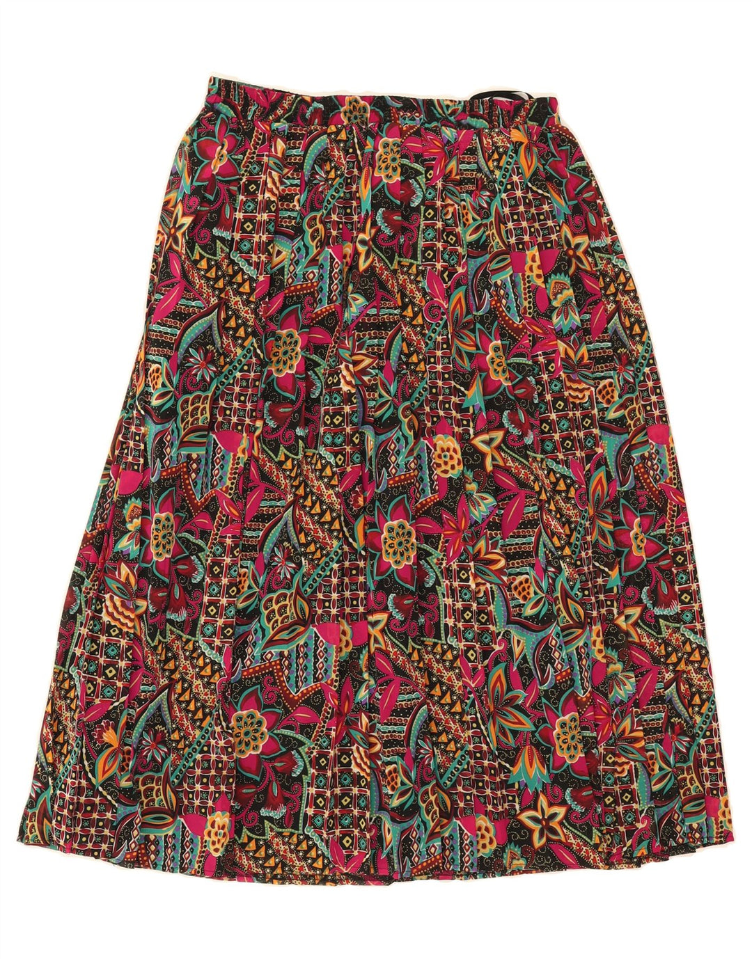 VINTAGE Womens Pleated Skirt IT 42 Medium W30 Multicoloured Floral Vintage Vintage and Second-Hand Vintage from Messina Hembry 