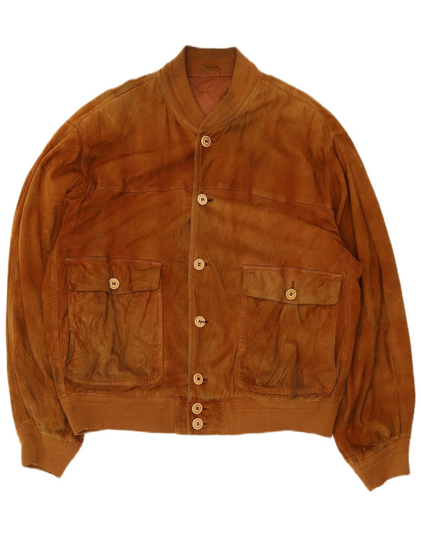 Giubbotto bomber in pelle scamosciata da uomo Forester UK 40 grande in pelle beige