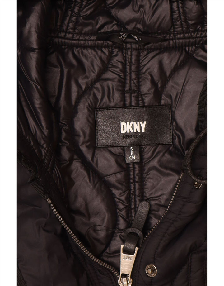 Cappotto trapuntato oversize con cappuccio da donna Dkny UK 10 piccolo in nylon nero