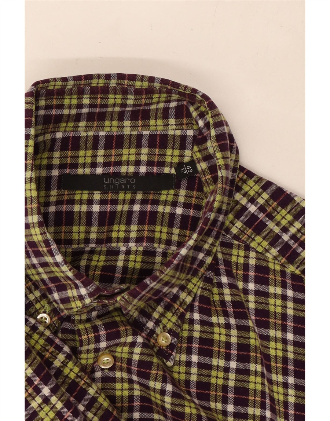 Camicia da uomo UNGARO taglia 43 17 XL a quadri viola