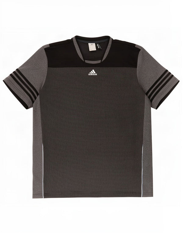 Adidas T-shirt Climalite da uomo 2XL Grigio Colourblock Poliestere