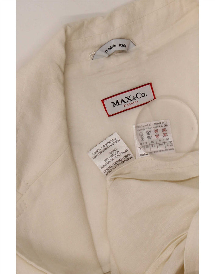 Max & Co. Giacca blazer da donna a 3 bottoni UK 8 piccola in lino bianco