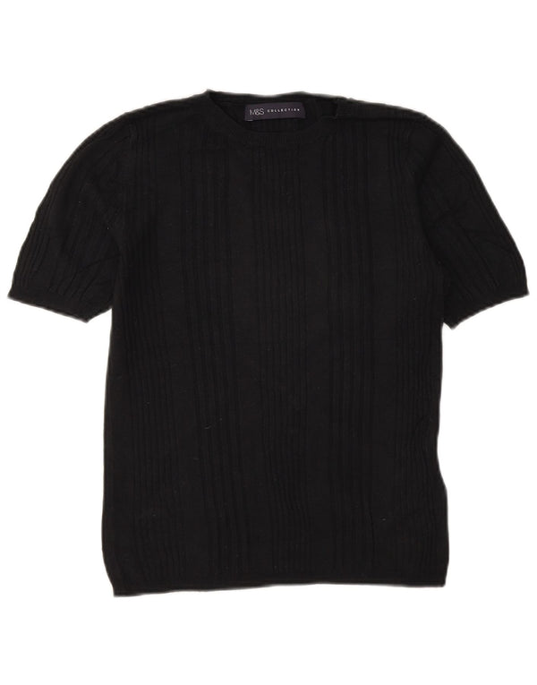 Marks & Spencer maglione corto con scollo a barca da donna UK 8 piccolo blu navy