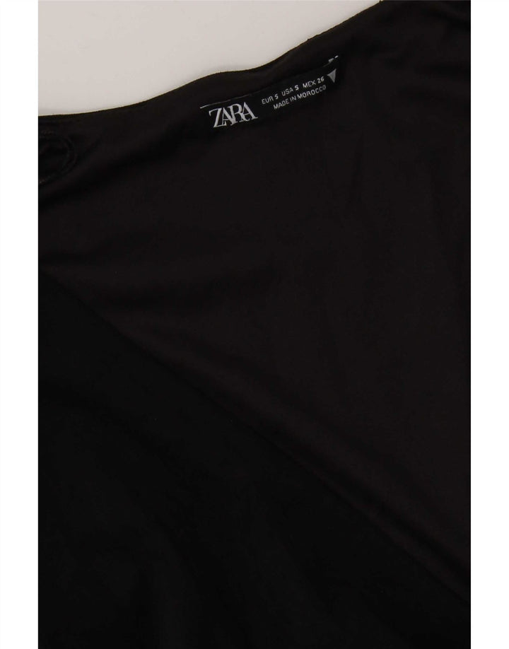 Abito a portafoglio a maniche lunghe da donna Zara UK 10 piccolo nero