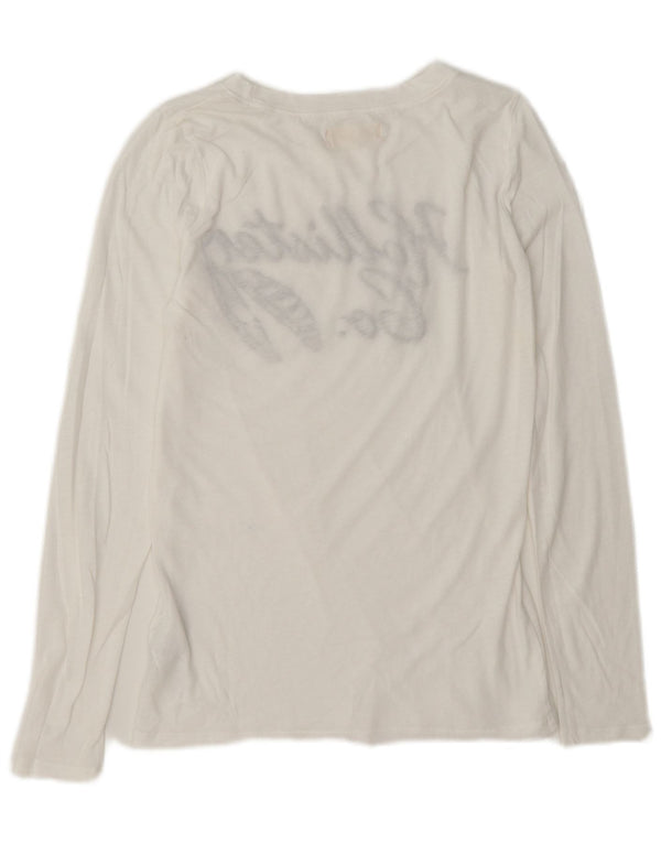 Top grafico Hollister da donna a maniche lunghe UK 10 piccolo cotone bianco