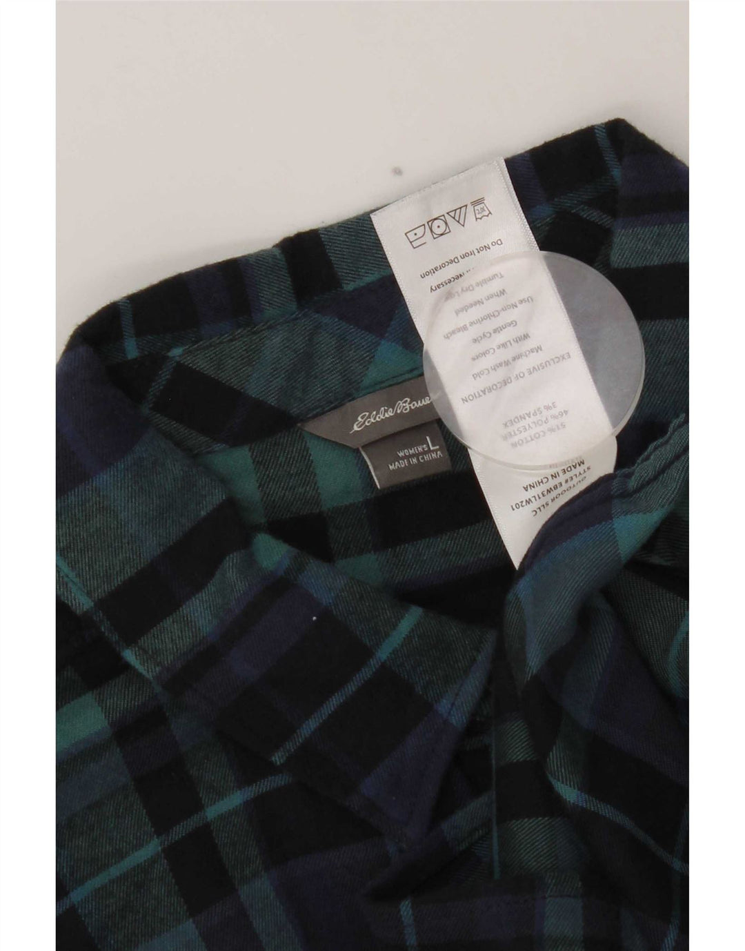 Camicia di flanella da donna Eddie Bauer UK 16 Grande cotone a quadri blu navy
