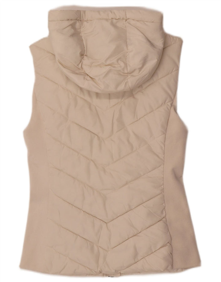 Gilet imbottito con cappuccio da donna Zara UK 12 medio poliestere bianco