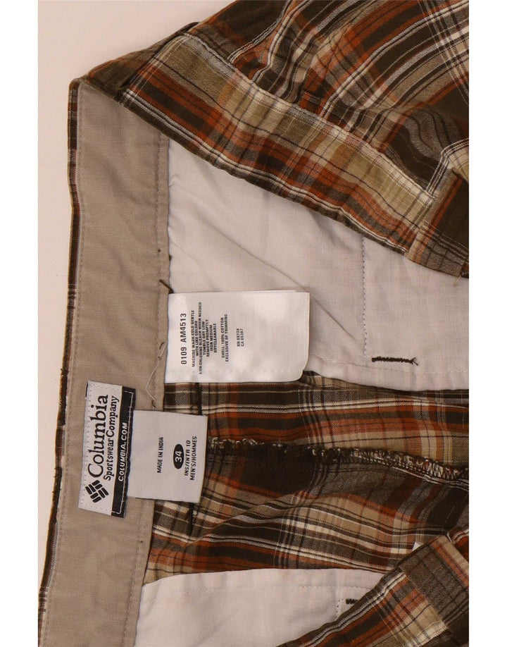 Pantaloncini chino da uomo Columbia W34 cotone a quadri marroni grandi