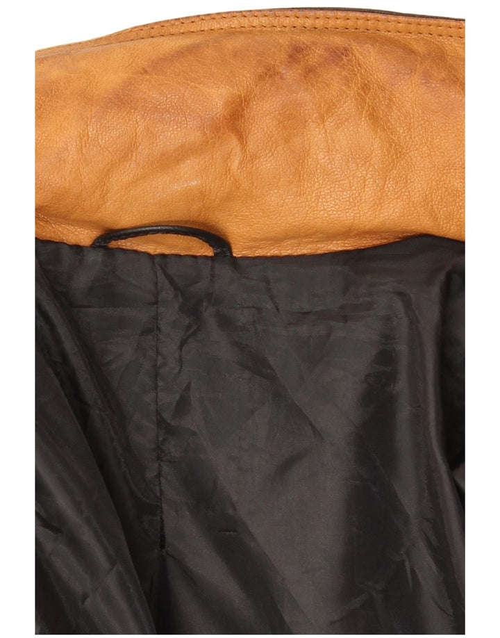 Giacca in pelle con cappuccio da uomo vintage UK 40 grande in pelle nera