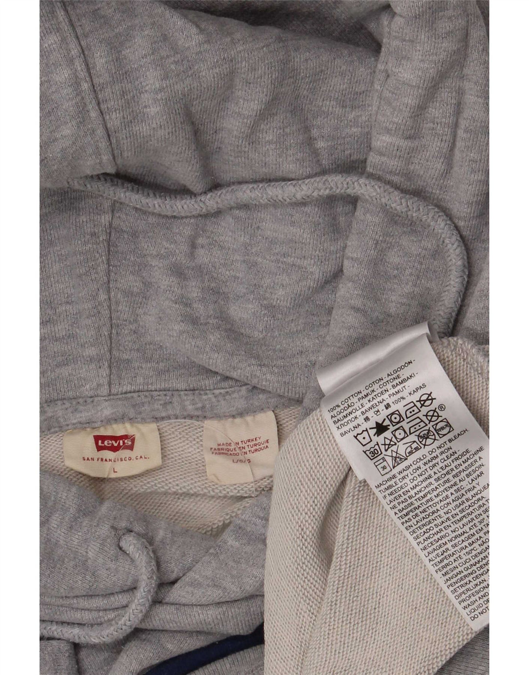 Maglione con cappuccio oversize grafico da donna Levi's UK 14 Large Grey Flecked