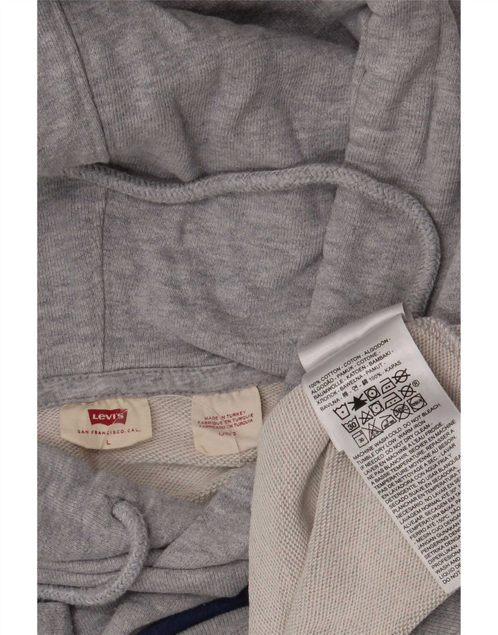 Maglione con cappuccio oversize grafico da donna Levi's UK 14 Large Grey Flecked