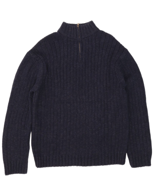 Maglione da uomo con collo con zip Marks & Spencer 2XL acrilico blu navy