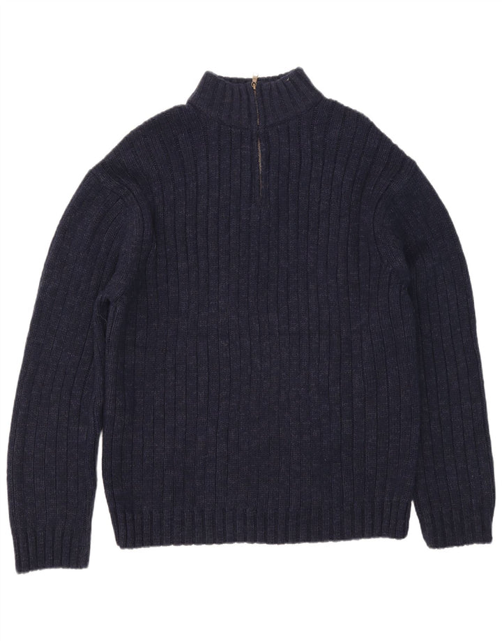 Maglione da uomo con collo con zip Marks & Spencer 2XL acrilico blu navy