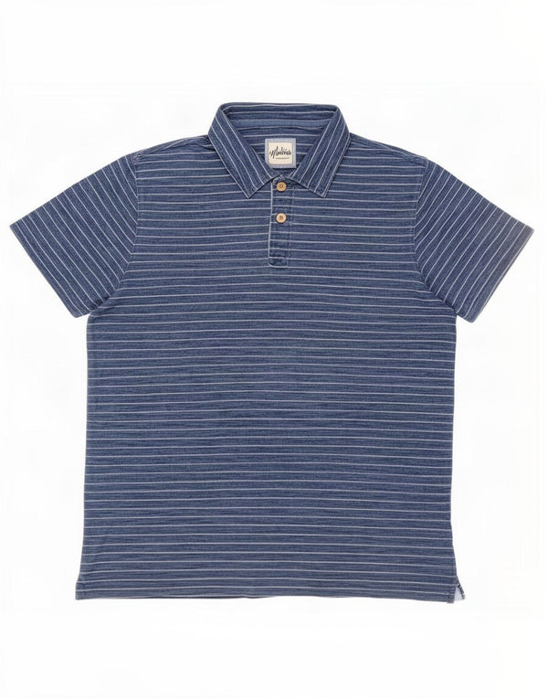 Polo da uomo Fat Face XL in cotone gessato blu