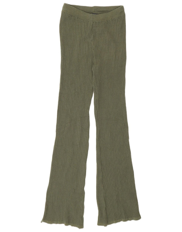 Leggings svasati in maglia da donna Zara UK 12 Poliestere verde medio