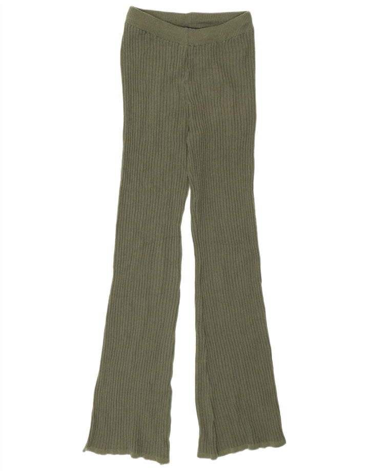 Leggings svasati in maglia da donna Zara UK 12 Poliestere verde medio