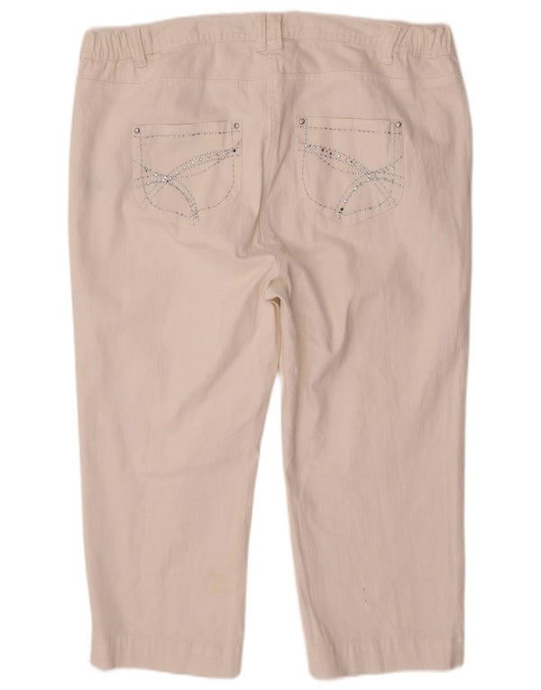Jeans Capri dritti a vita alta da donna M&Co UK 22 3XL W44 L22 Cotone bianco