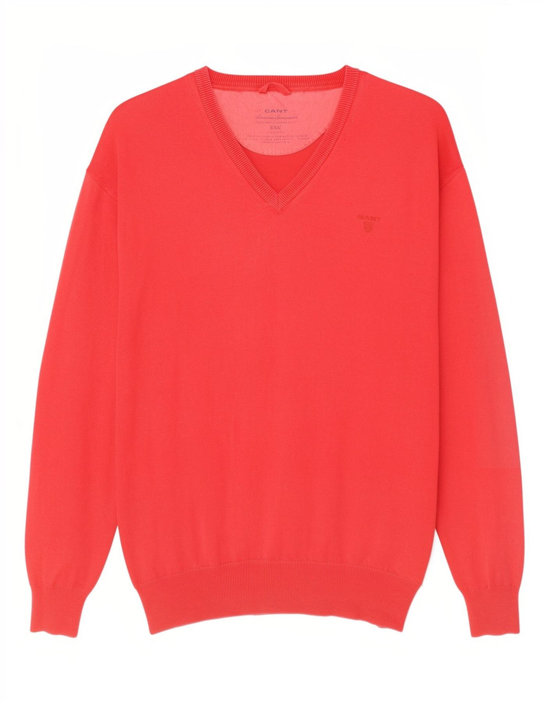 Gant Maglione da uomo con scollo a V 2XL in cotone rosso