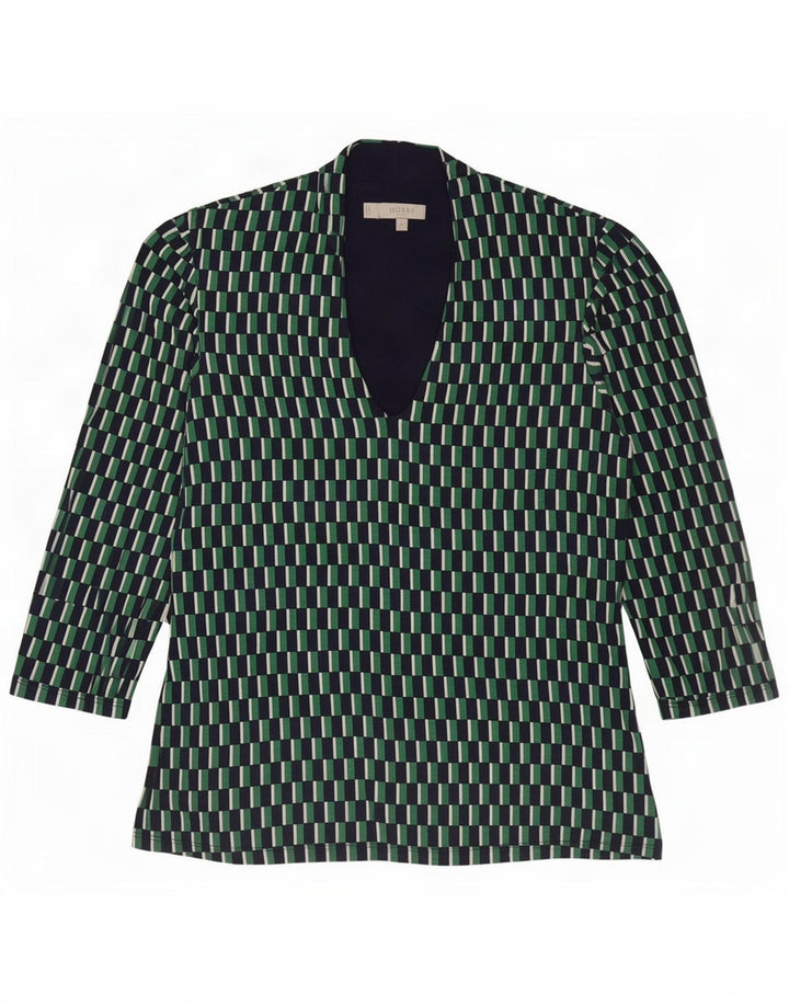 Camicetta da donna con maniche a 3/4 Hobbs UK 12 Viscosa geometrica verde medio
