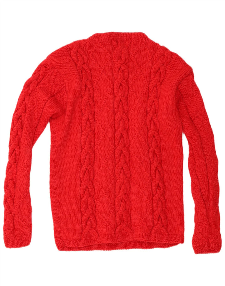 Maglione maglione vintage da donna con collo dolcevita UK 12 rosso medio