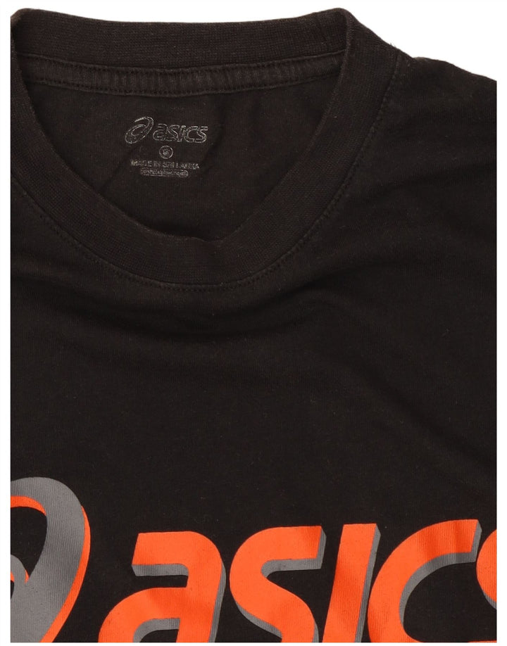 T-shirt grafica ASICS per ragazzi 13-14 anni piccola in cotone nero