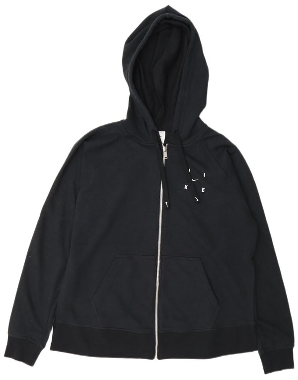 Felpa con cappuccio e zip oversize Nike Dri Fit da donna UK 10 Small Blu Navy