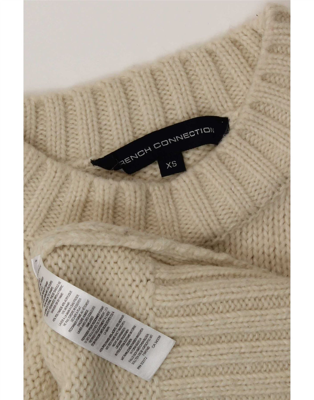 Maglione maglione da uomo con scollo a barca French Connection XS Beige poliammide