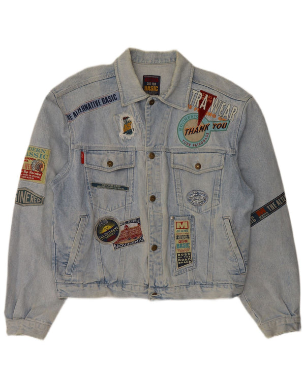 Movi Mento Giacca in denim grafico da uomo UK 42 XL Cotone blu