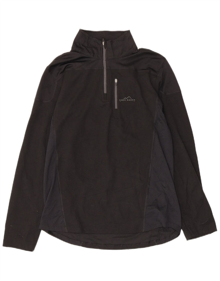 EDDIE BAUER Top da tuta pullover con zip e collo da donna UK 10 piccolo nero