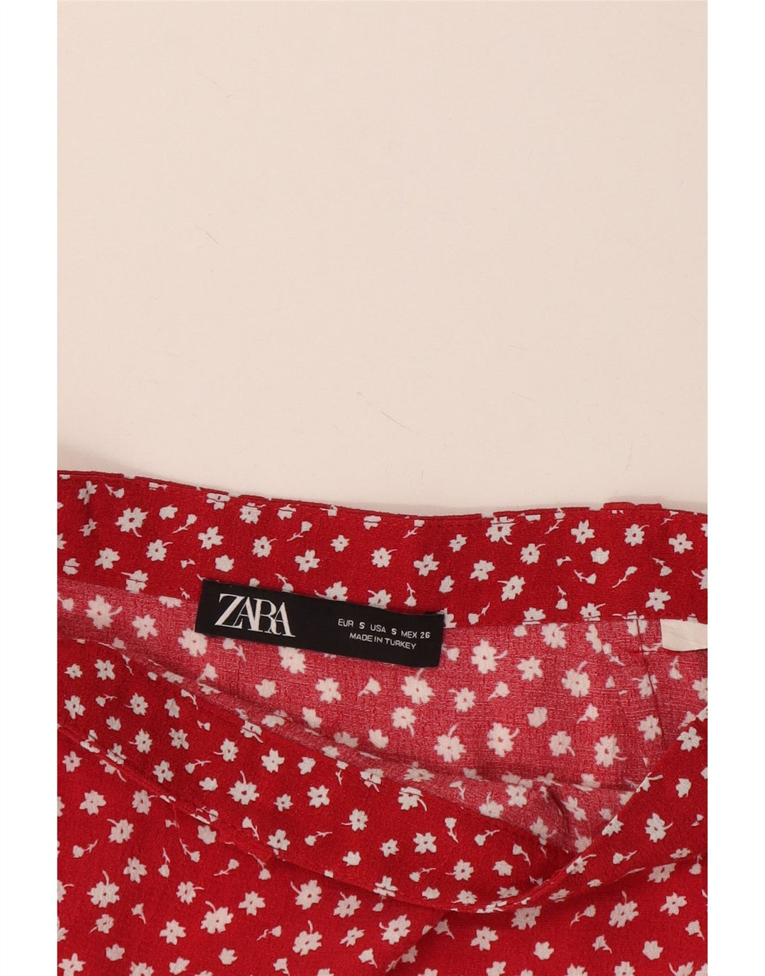 Pantaloni caldi a vita alta Zara da donna piccoli W26 rossi floreali
