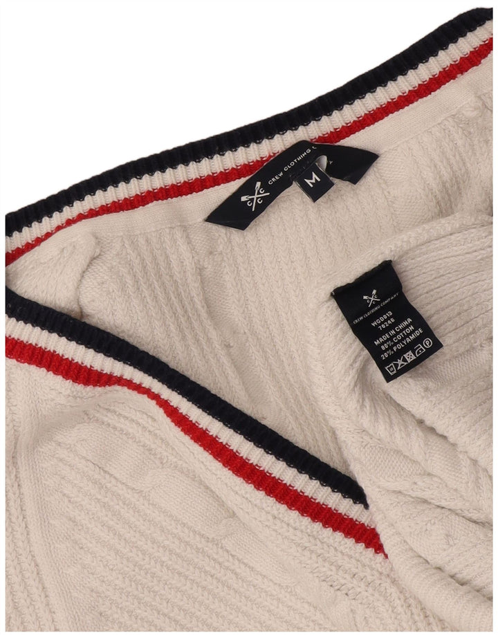 Crew Clothing Maglione da uomo con scollo a V in cotone bianco medio