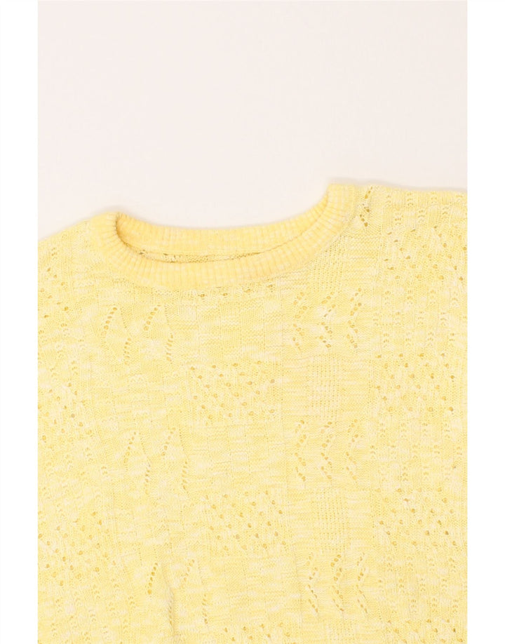 VINTAGE Womens Crew Neck Jumper Sweater UK 12 Medium Yellow Wool Vintage Vintage and Second-Hand Vintage from Messina Hembry 