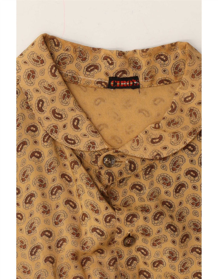 Camicia vintage da uomo a maniche corte con motivo cachemire beige medio
