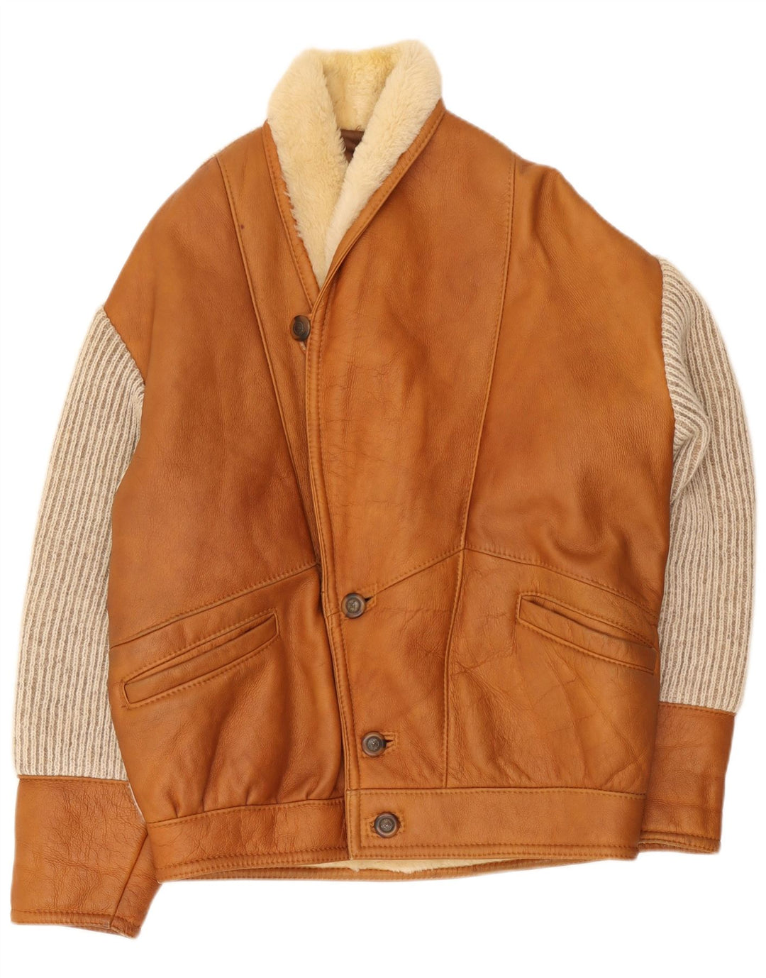 Giubbotto shearling vintage da uomo IT 50 grande color marrone marrone
