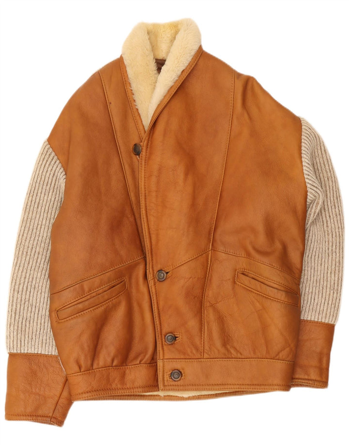Giubbotto shearling vintage da uomo IT 50 grande color marrone marrone