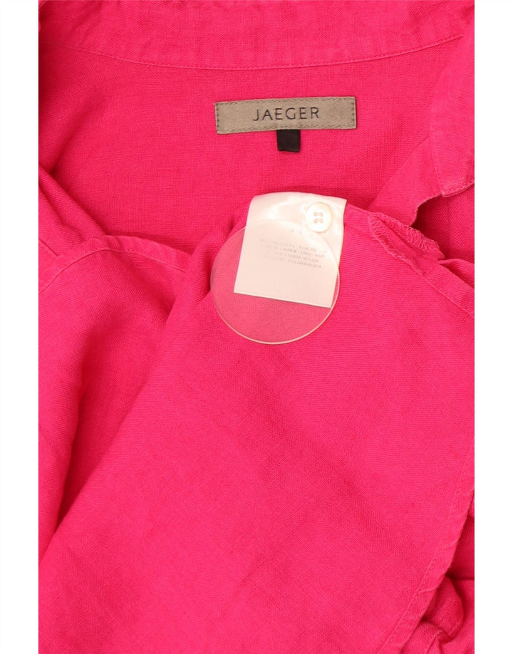 Camicia JAEGER da donna con maniche a 3/4 UK 14 Lino rosa medio