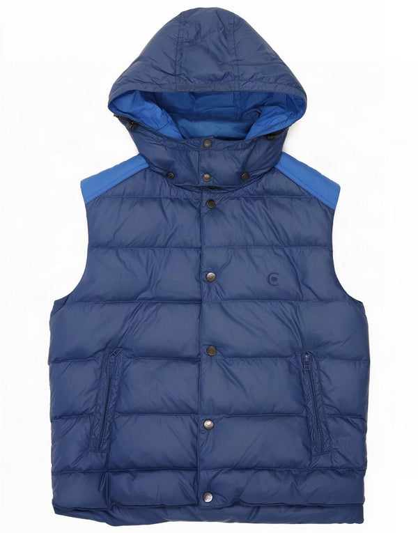 Cerruti 1881 Gilet imbottito con cappuccio da uomo UK 42 XL Blu poliestere