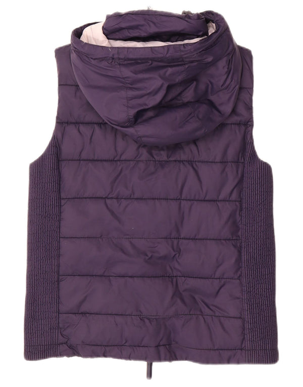 Gilet imbottito con cappuccio da donna SUPERDRY UK 14 grande poliestere blu navy