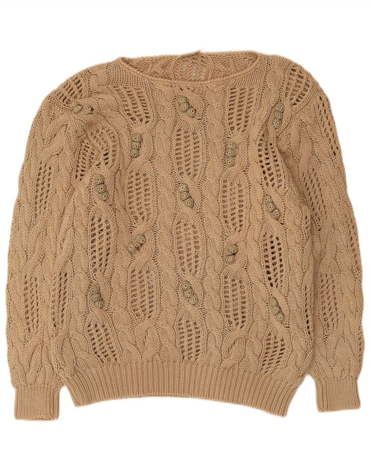 Maglione da donna Madeleine con scollo a barchetta trasparente EU 40/42 Beige medio