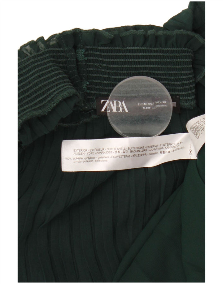 Abito lungo ZARA da donna con maniche a 3/4 UK 12 Verde medio Poliestere