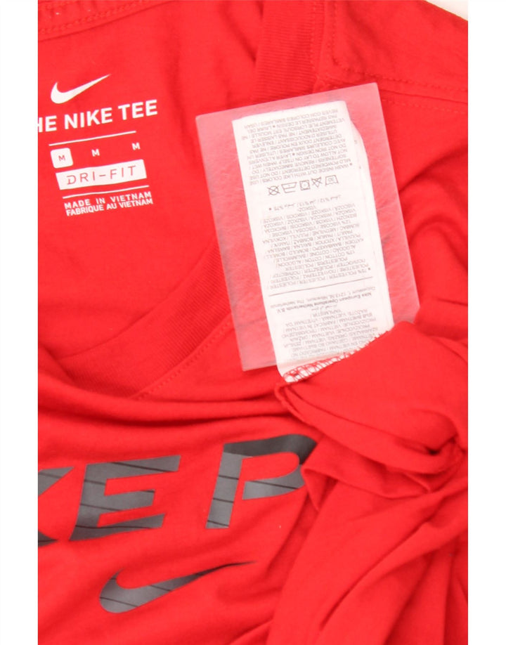 NIKE Mens Dri Fit Graphic T-Shirt Top Medium Red Polyester